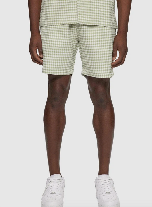 Available for Rental | Kuwallatee Checkered Shorts | Light Green